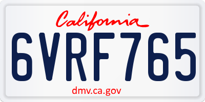CA license plate 6VRF765