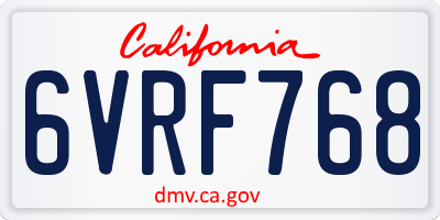 CA license plate 6VRF768