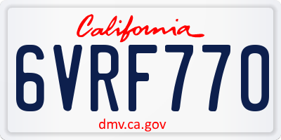 CA license plate 6VRF770