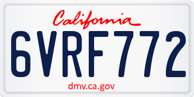 CA license plate 6VRF772