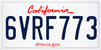 CA license plate 6VRF773