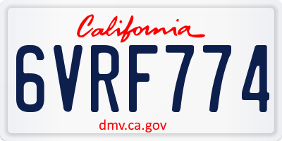 CA license plate 6VRF774