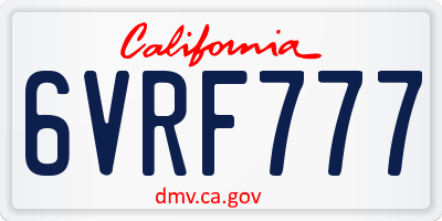 CA license plate 6VRF777