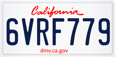 CA license plate 6VRF779