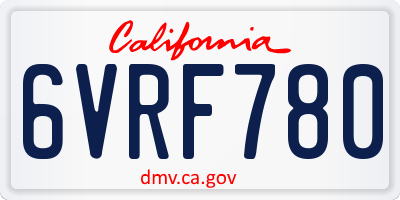 CA license plate 6VRF780