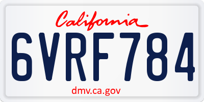 CA license plate 6VRF784