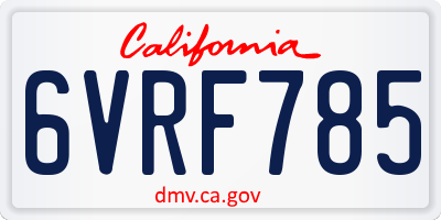 CA license plate 6VRF785