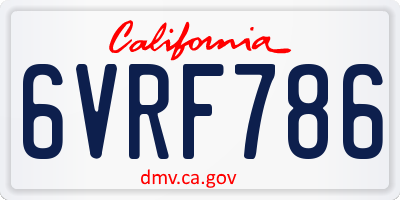 CA license plate 6VRF786