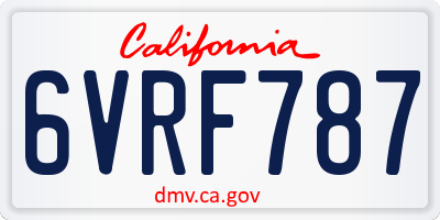 CA license plate 6VRF787