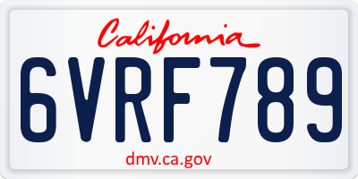 CA license plate 6VRF789