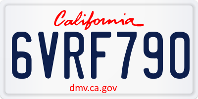 CA license plate 6VRF790