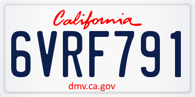 CA license plate 6VRF791