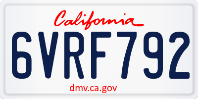 CA license plate 6VRF792