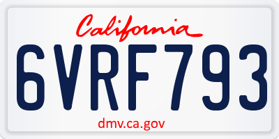 CA license plate 6VRF793