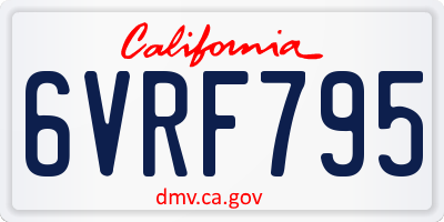 CA license plate 6VRF795