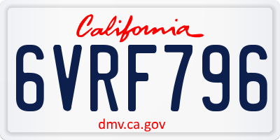 CA license plate 6VRF796