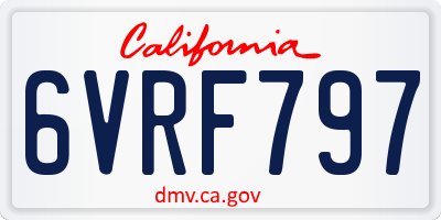 CA license plate 6VRF797