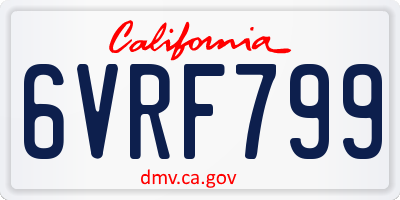 CA license plate 6VRF799