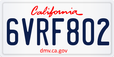 CA license plate 6VRF802