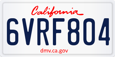 CA license plate 6VRF804