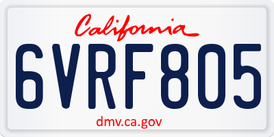 CA license plate 6VRF805