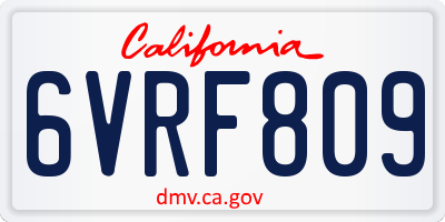 CA license plate 6VRF809