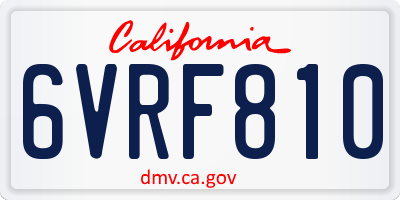 CA license plate 6VRF810