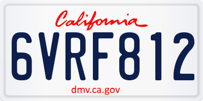 CA license plate 6VRF812