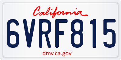 CA license plate 6VRF815