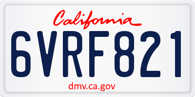 CA license plate 6VRF821