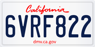 CA license plate 6VRF822