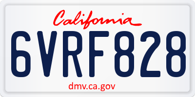 CA license plate 6VRF828
