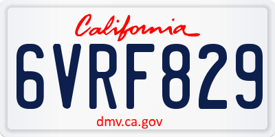 CA license plate 6VRF829