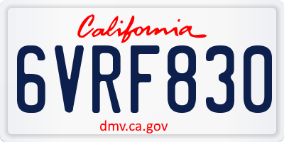 CA license plate 6VRF830