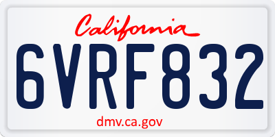 CA license plate 6VRF832