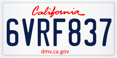 CA license plate 6VRF837