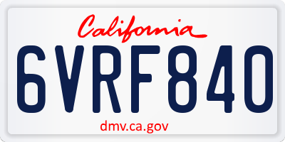 CA license plate 6VRF840