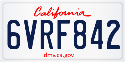 CA license plate 6VRF842