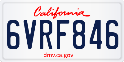 CA license plate 6VRF846