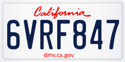 CA license plate 6VRF847