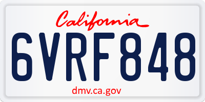 CA license plate 6VRF848