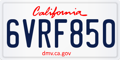 CA license plate 6VRF850