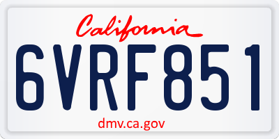 CA license plate 6VRF851