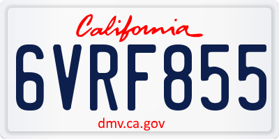 CA license plate 6VRF855