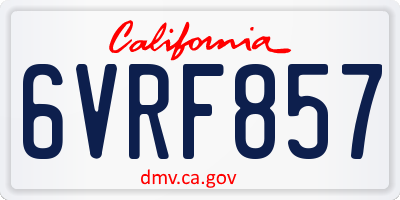 CA license plate 6VRF857