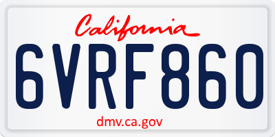 CA license plate 6VRF860