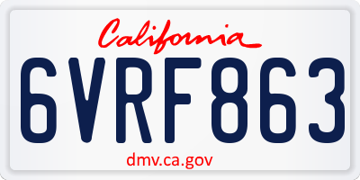 CA license plate 6VRF863