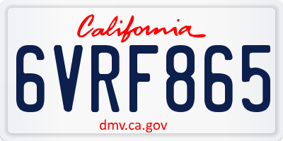 CA license plate 6VRF865