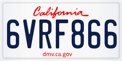 CA license plate 6VRF866
