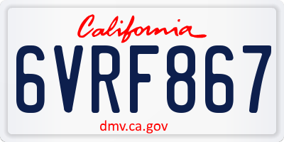 CA license plate 6VRF867
